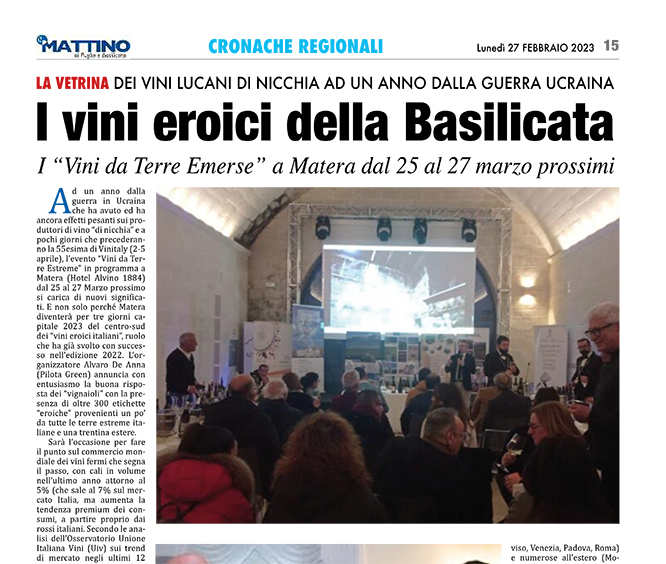 Copertina pagina del Il mattino di Puglia e Basilicata